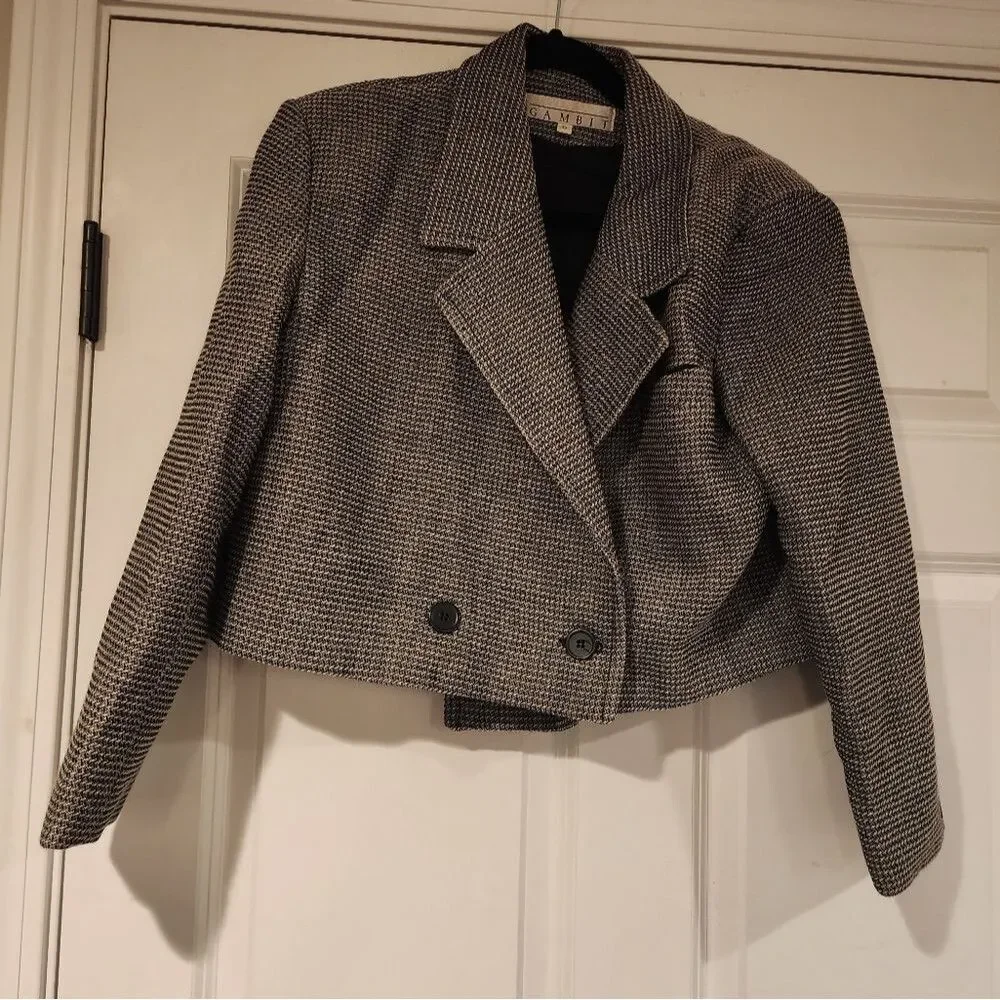 Steven Saden Gambit black and white slightly cropped Jacket Size 6